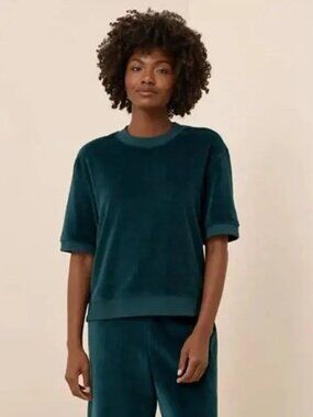 Pact Organic Cotton Pure Velour Sweatshirt Tee Size XXL Green Velvet Comfort Top